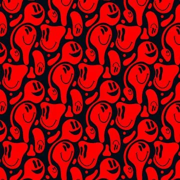 Distorted red emoticons pattern Stock Illustration