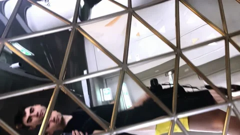 Distorted reflection in a mosaic mirror Stock Footage 238551901