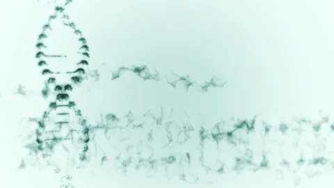 Distorted replication of dna strand spinning on a light blue backround. Stock Footage 131099863