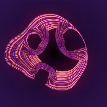 A distorted ring abstraction with orange and purple lines. A topographic design Stock Illustration