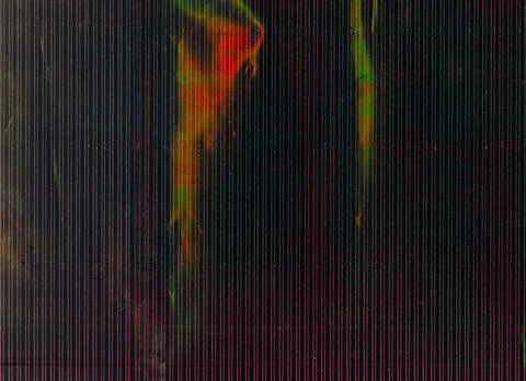 Distorted screen system damage blue glare effect 스톡 사진