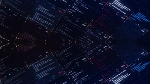 Distorted space with program codes. Animation. Merger of two digital spaces in Video stock 144131912