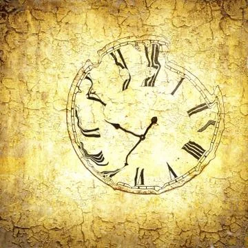 Distorted watch on cracked background Stock Illustration