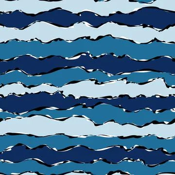 Distorted wave seamless pattern. Grunge lines background. Backdrops with sea, Stock Illustration