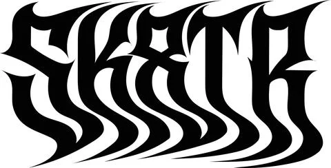 Distorted wavy skate typography with liquid melt effect and sharp gothic le.. Stock Illustration