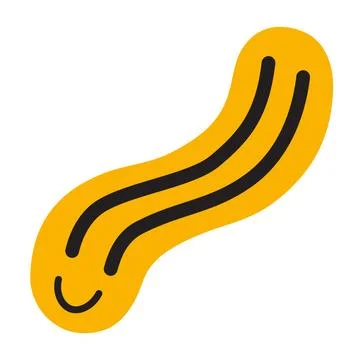 Distorted wavy smiley, melt yellow smile stretched into a wave, cartoon sty.. Stock Illustration