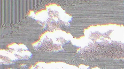 Distorted White Cumulus Clouds on a Gray Sky with Heavy Digital Artifacts a.. Stock Footage 311792890