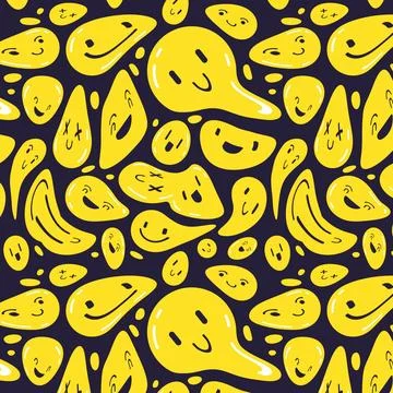 Distorted yellow smile emoticons pattern Stock Illustration