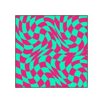 Distorting checker grid creating psychedelic illusion background Stock Illustration