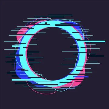 Distortion dynamic circle elements, technology noise defect, geometry figure Illustrazione stock
