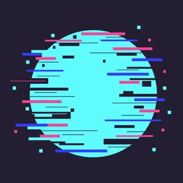 Distortion dynamic circle elements, technology noise defect, geometry figure Stock Illustration