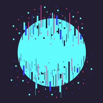 Distortion dynamic circle elements, technology noise defect, geometry figure Illustrazione stock