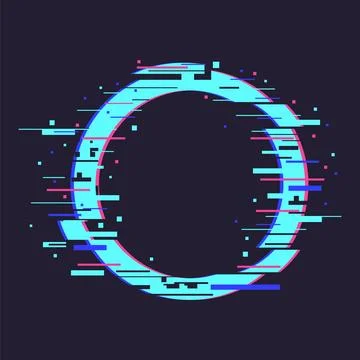Distortion dynamic circle elements, technology noise defect, geometry figure Illustrazione stock