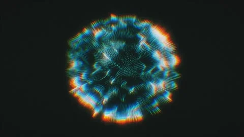 Distortion gradient rainbow waves on abstract sphere of particles. Stock Footage 291344852