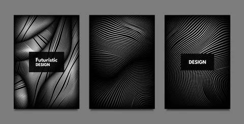 Distortion of Lines. Abstract Backgrounds with Vibrant Gradient and Wavy Stri Stock Illustration