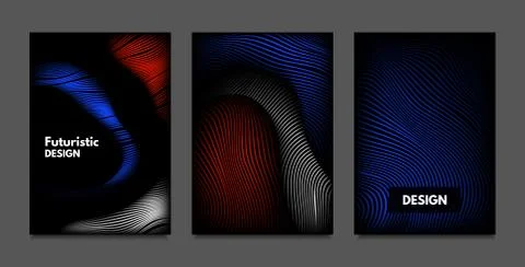 Distortion of Lines. Abstract Backgrounds with Vibrant Gradient and Wavy Stri Stock Illustration