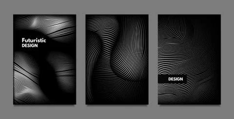 Distortion of Lines. Abstract Backgrounds with Vibrant Gradient and Wavy Stri Stock Illustration