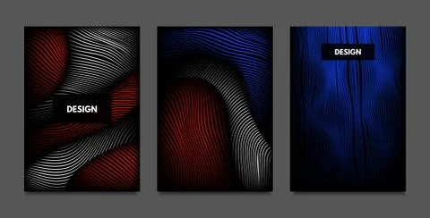 Distortion of Lines. Abstract Backgrounds with Vibrant Gradient and Wavy Stri Stock Illustration