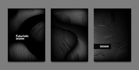 Distortion of Lines. Abstract Backgrounds with Vibrant Gradient and Wavy Stri Stock Illustration