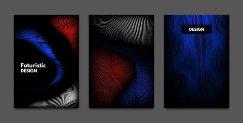 Distortion of Lines. Abstract Backgrounds with Vibrant Gradient and Wavy Stri Stock Illustration