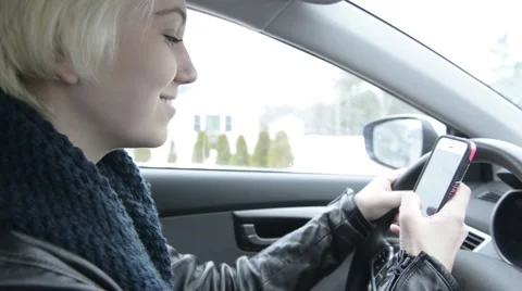 Distracted Driving with phone Stock Footage