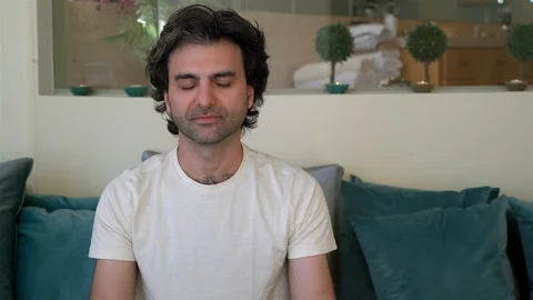Distracted Man Meditating Stock Footage 99480467