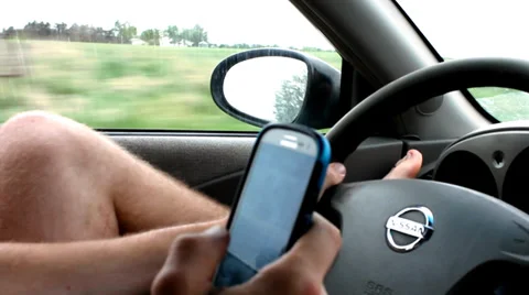 Distracted Texting Driver Stock Footage 38489617