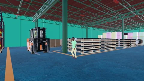 Distracted Worker Phone Forklift Collision Industrial Safety Incident Stock Footage 337932770