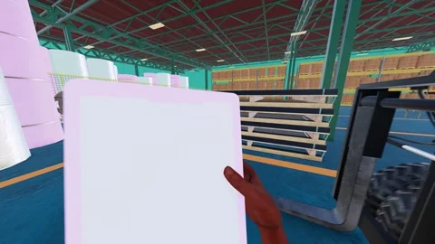 Distracted Worker POV Struck Down Forklift Warehouse Collision Accident Stock Footage 337932783