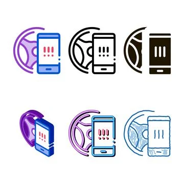 Distracting phone clean while driving icon vector outline Stock Illustration