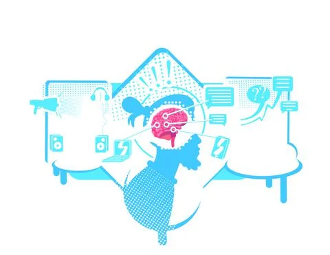 Distraction to external stimuli flat concept vector illustration Stock Illustration