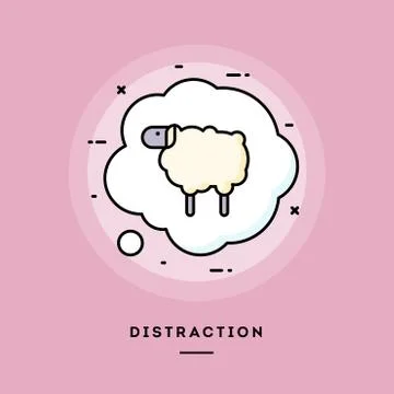 Distraction, flat design thin line banner. Stock Illustration
