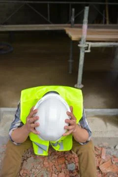 Distraught Construction Worker 写真素材