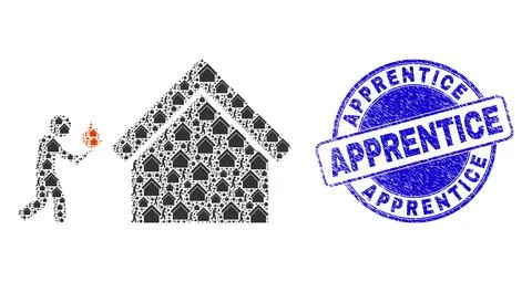 Distress Apprentice Stamp Seal and House Arsonist Recursion Mosaic of Self Items イラスト素材