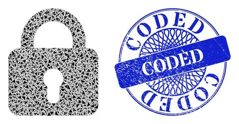 Distress Coded Seal and Triangle Lock Mosaic Stock Illustration