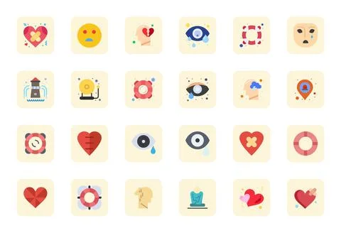 Distress Comprehensive Vector Bundle with 24 PIXEL Perfect Flat 256x256 Icons Illustrazione stock