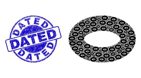 Distress Dated Stamp Seal and Torus Recursive Composition of Self Items イラスト素材