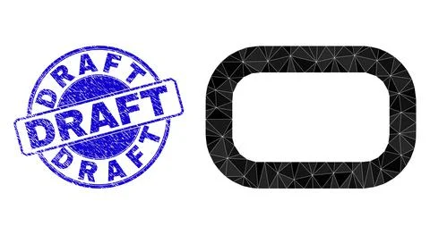 Distress Draft Round Stamp Seal And Empty Rounded Rectangle Triangle Icon Stock Illustration