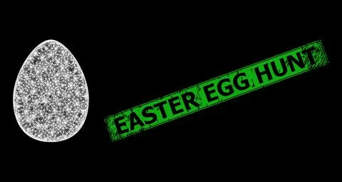Distress Easter Egg Hunt Seal and Net Egg Mesh with Bright Glare Spots Stockillustratie