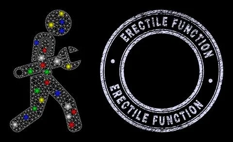 Distress Erectile Function Seal and Glowing Network Repairman Stock Illustration