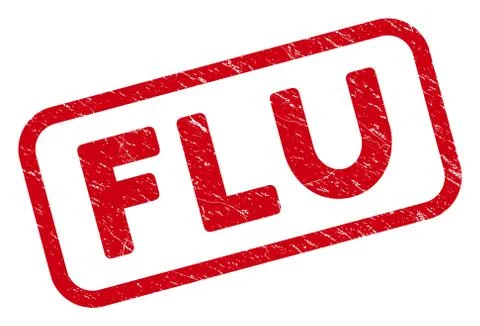 Distress Flu Watermark with Rounded Rectangle Contour Stock Illustration