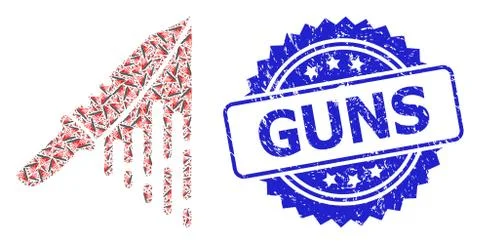 Distress Guns Watermark and Recursive Blood Knife Icon Mosaic Stock Illustration