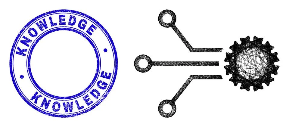 Distress Knowledge Watermark and Network Irregular Mesh Nanobot Icon Stock Illustration