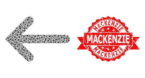 Distress Mackenzie Seal and Recursion Left Arrow Icon Mosaic 库存插图
