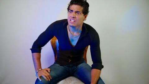 Distress Man Shows Angry Expression Stock Footage 296537315