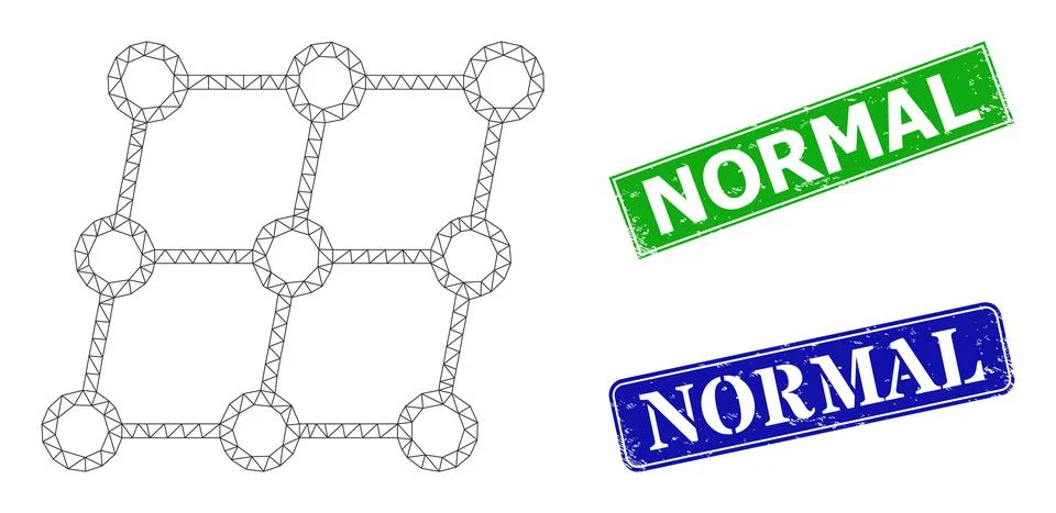 Distress Normal Badges and Triangular Mesh Shifted Grid Nodes Icon Illustrazione stock