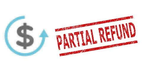 Distress Partial Refund Seal and Halftone Dotted Refund Stock Illustration