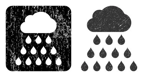 Distress Rain Cloud Stencil Badge Illustrazione stock