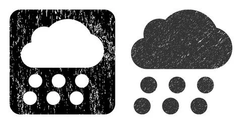 Distress Rain Cloud Stencil Imprint Illustrazione stock
