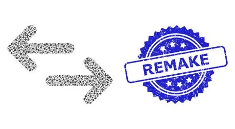 Distress Remake Watermark and Recursion Exchange Arrows Icon Mosaic 库存插图